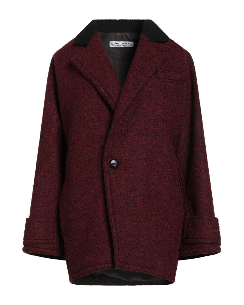 Philosophy Di Lorenzo Serafini Purple Burgundy Coat Virgin Wool, Polyester, Polyamide, Cashmere