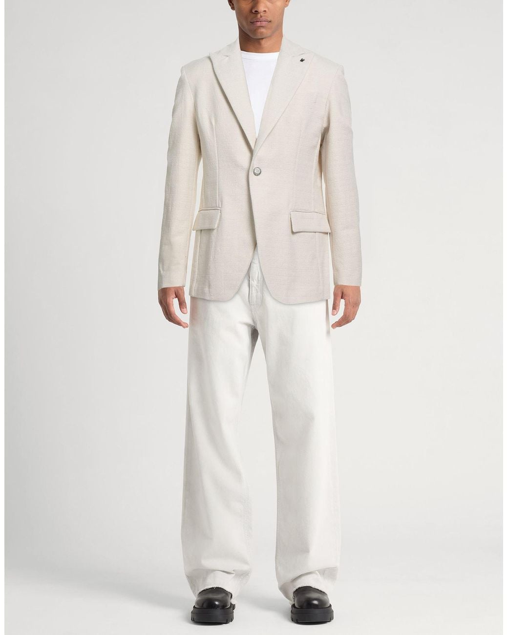 Messagerie Natural Ivory Blazer Cotton, Polyester, Linen for men