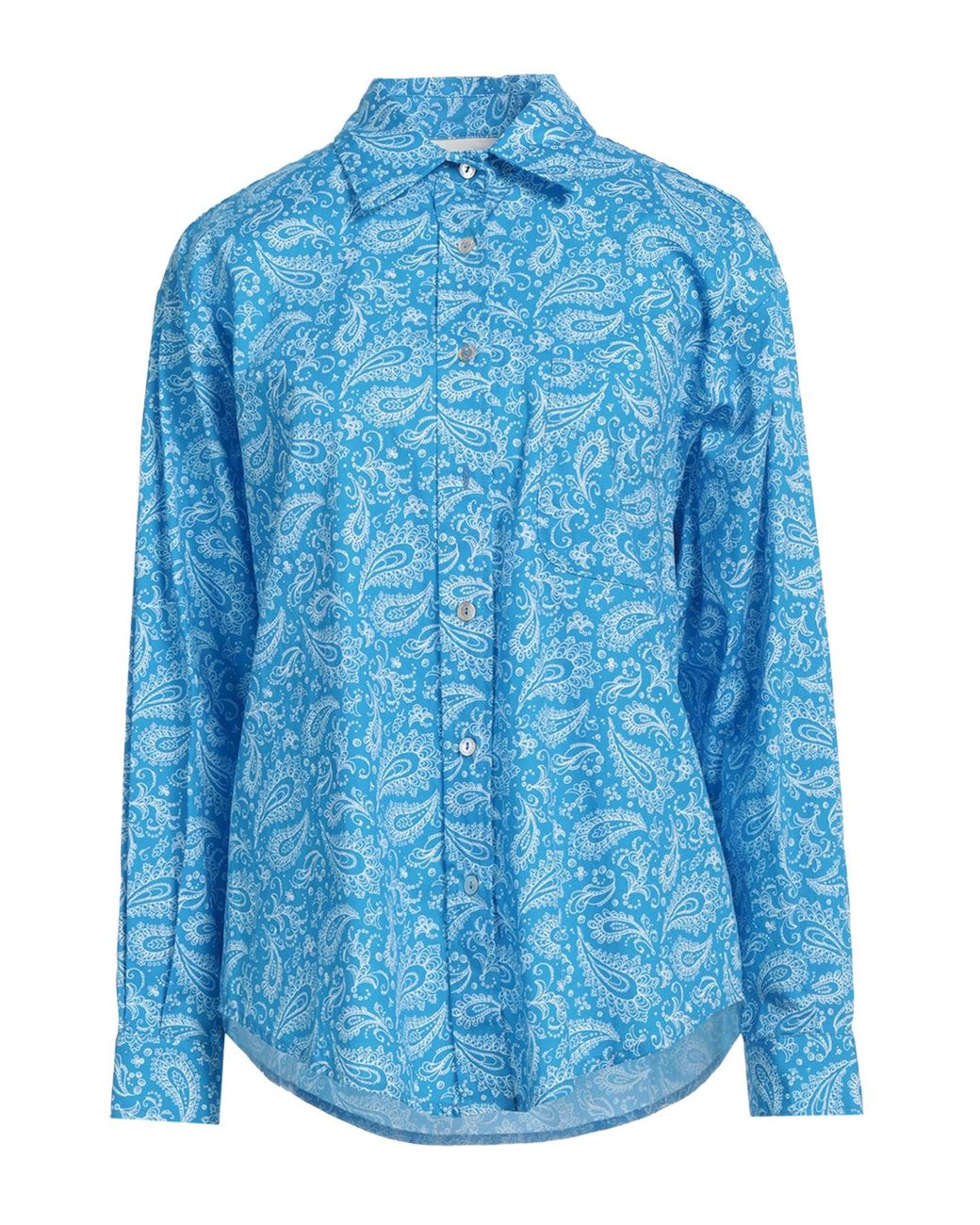 Another Label Blue Shirt Cotton, Elastane