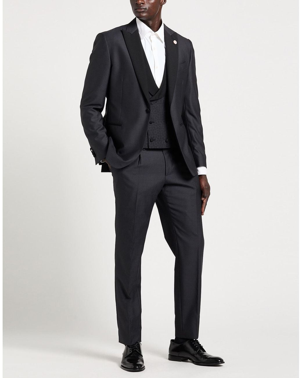 Lardini Black Suit Wool, Silk, Superkid Mohair, Elastane for men