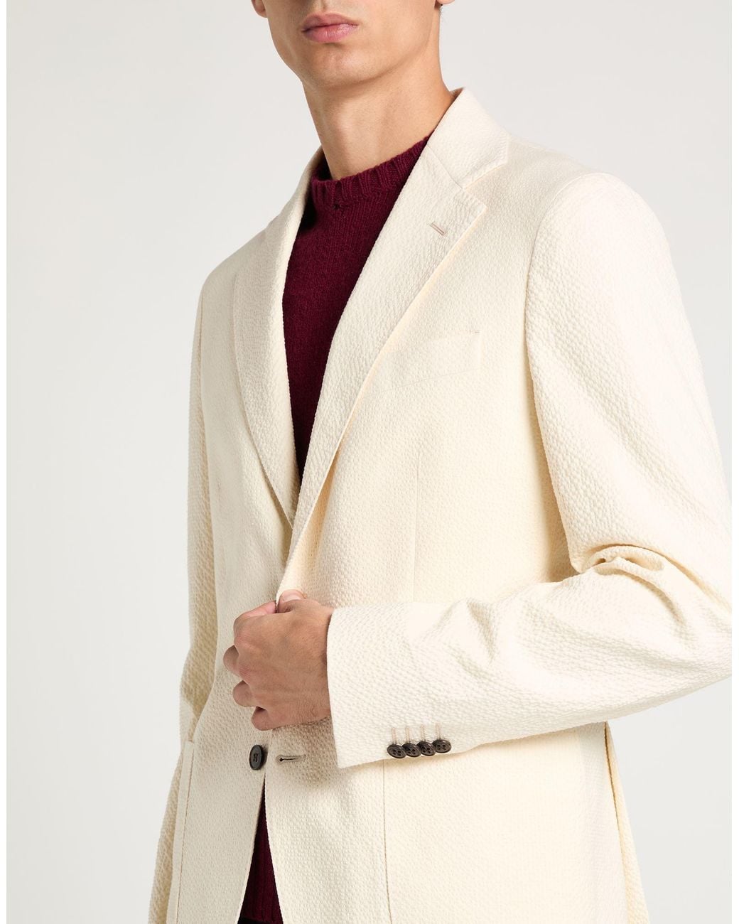 Brian Dales Natural Low Impact Ivory Blazer Cotton, Elastane, Nylon for men