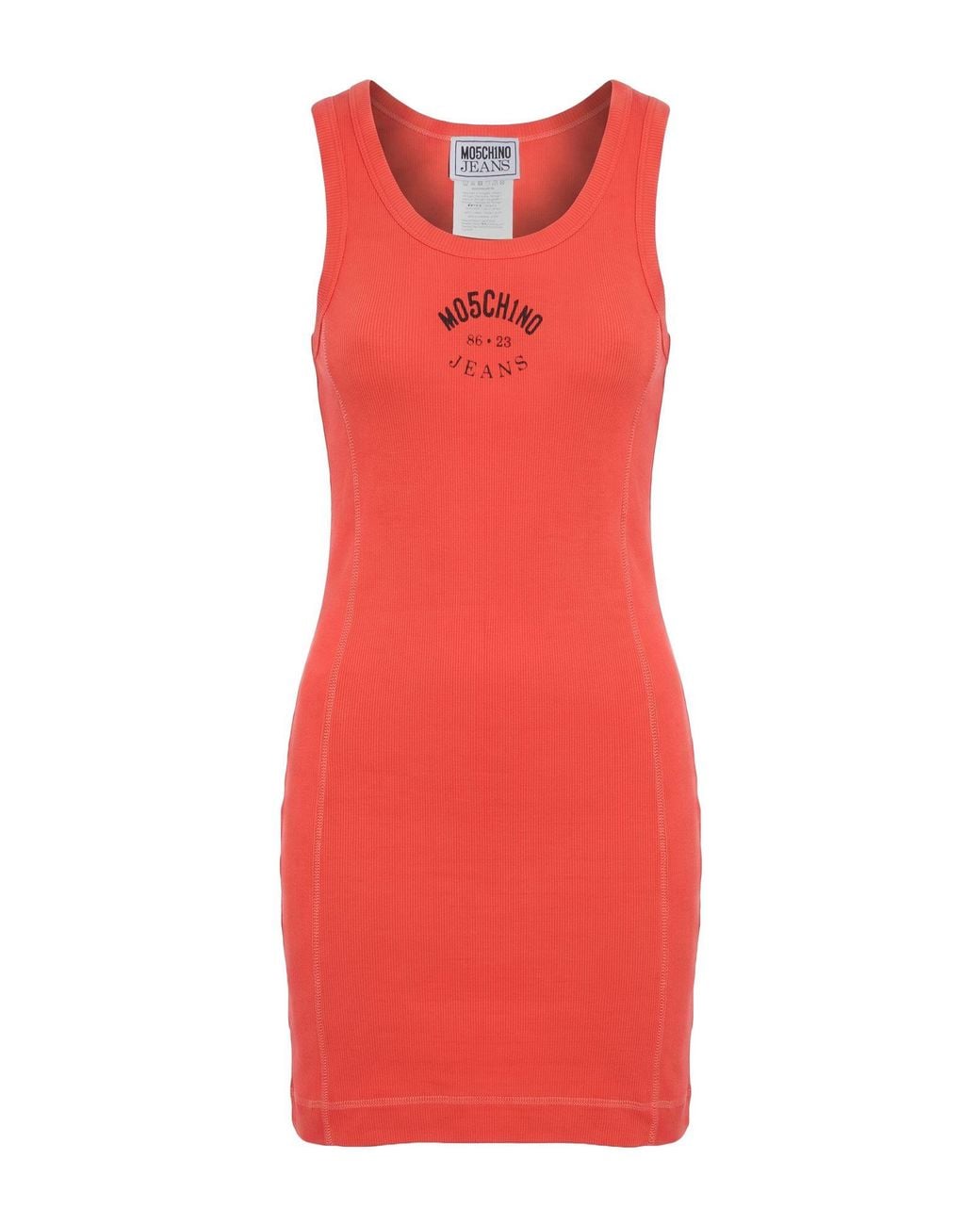 Moschino Red Mini Dress Cotton, Elastane