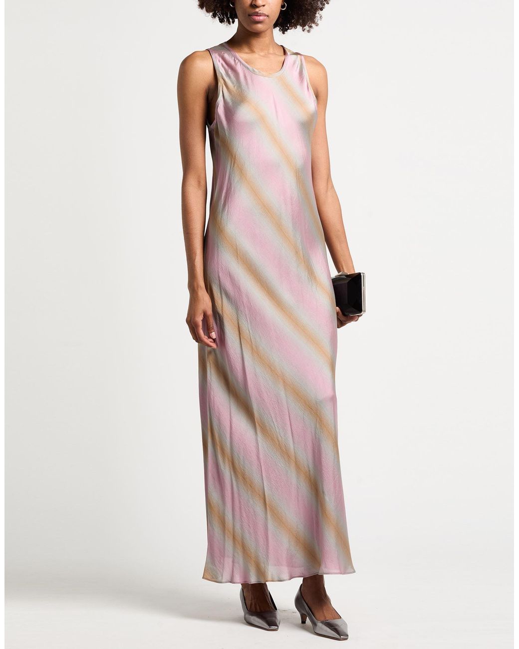 Aspesi Pink Maxi Dress Viscose, Silk