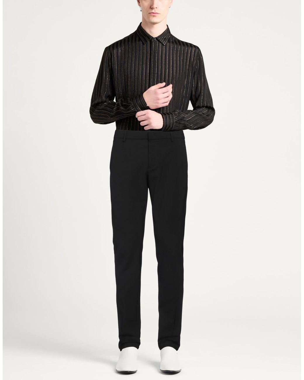 Dondup Black Pants Polyester, Virgin Wool, Elastane for men