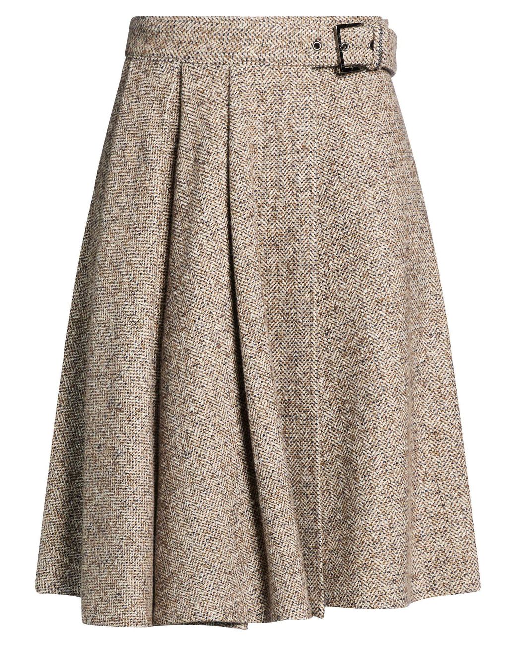 Brunello Cucinelli Brown Midi Skirt Virgin Wool, Silk, Polyamide, Ecobrass