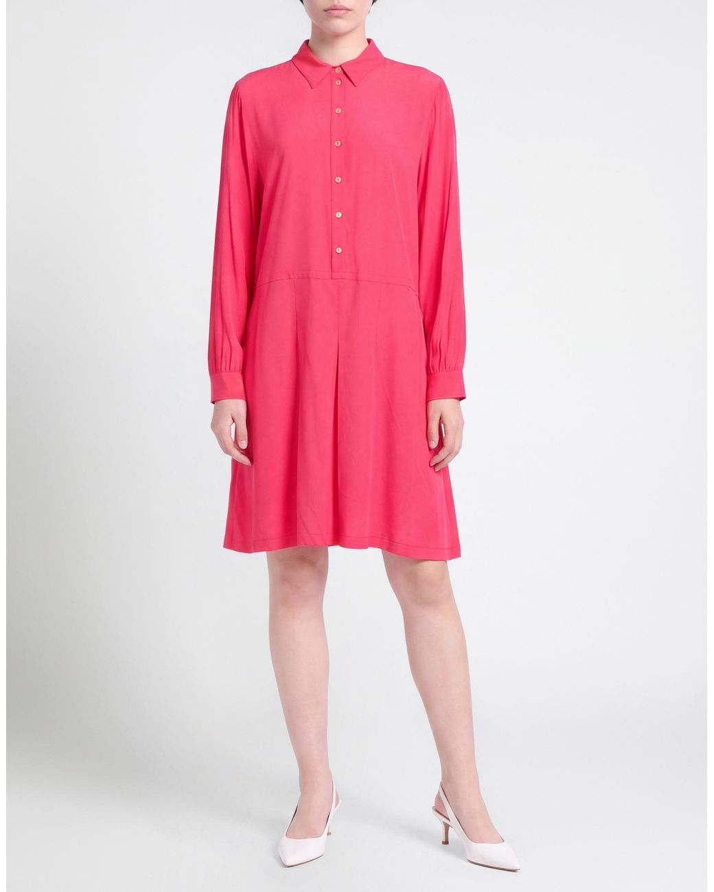 Douuod Pink Midi Dress Acrylic, Silk