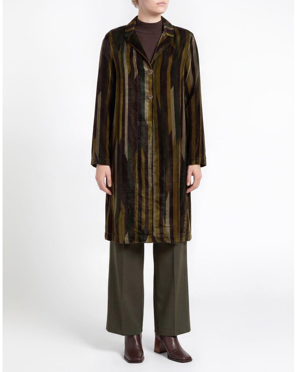Siyu Black Overcoat & Trench Coat Viscose, Silk