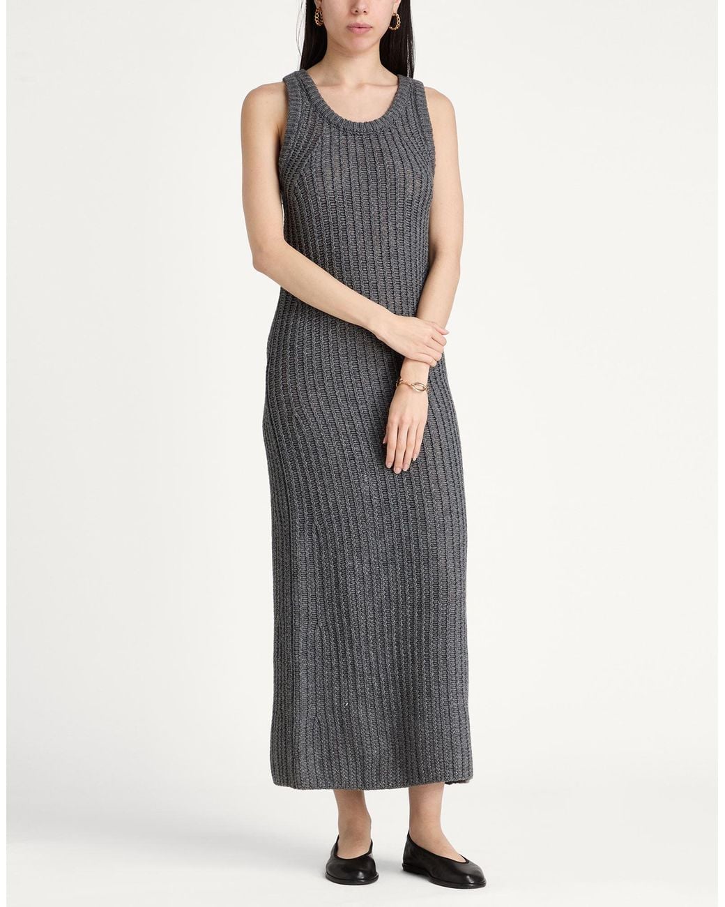 Liviana Conti Gray Maxi Dress Cashmere, Polyamide