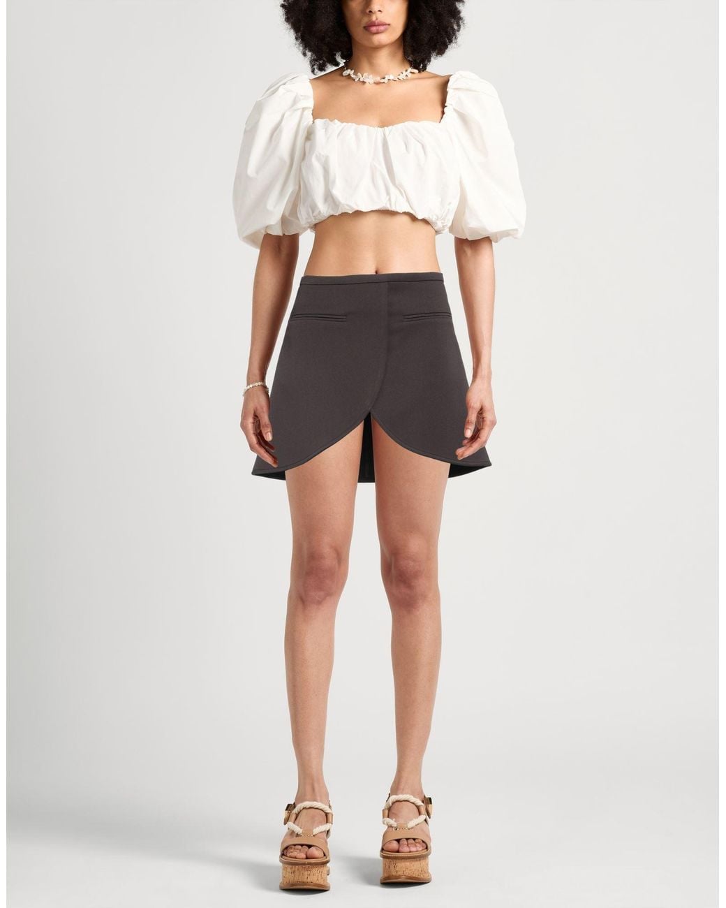 Courreges Gray Mini Skirt Polyester, Acetate