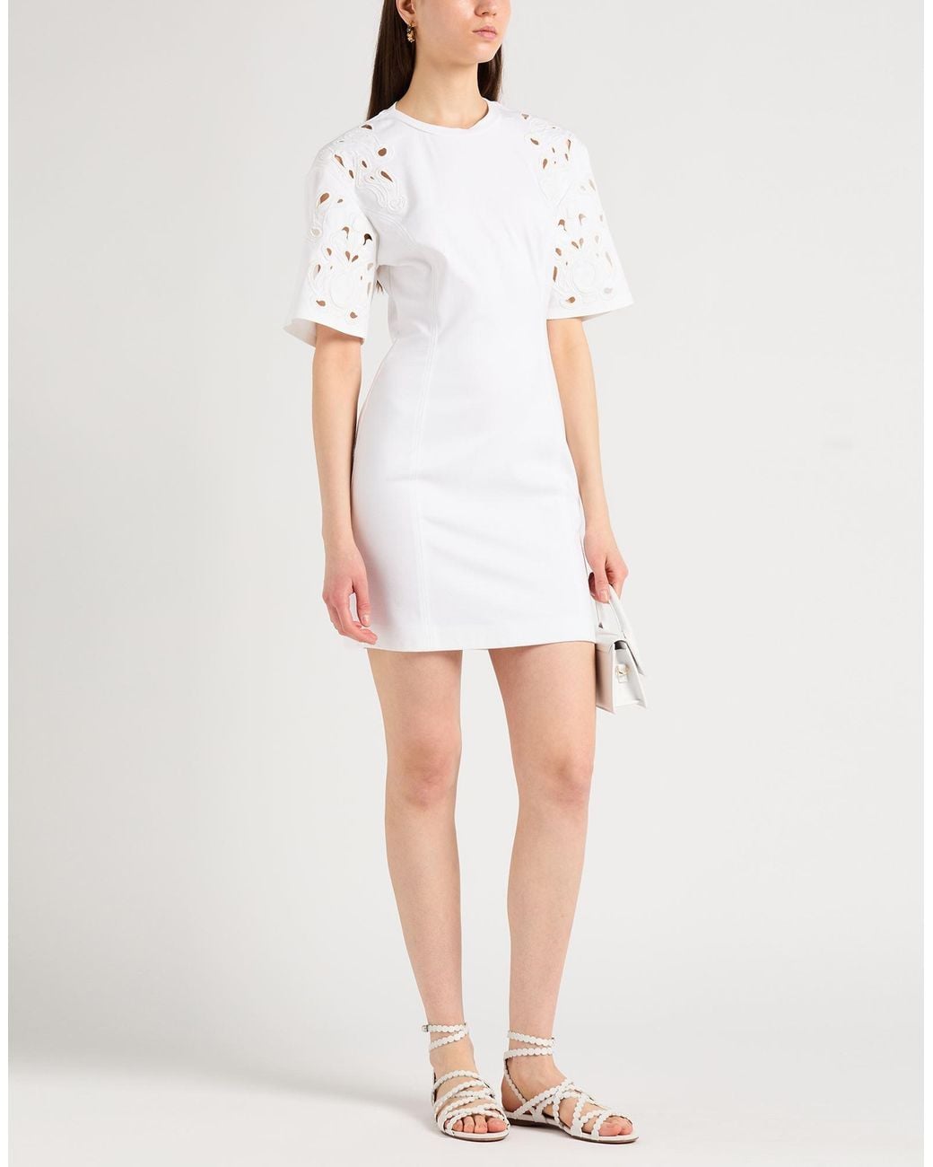 Dondup White Mini Dress Viscose, Polyamide, Elastane