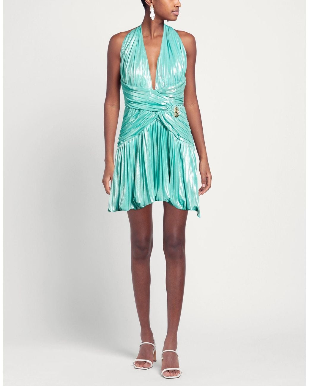 Babylon Blue Mini Dress Polyester, Elastane