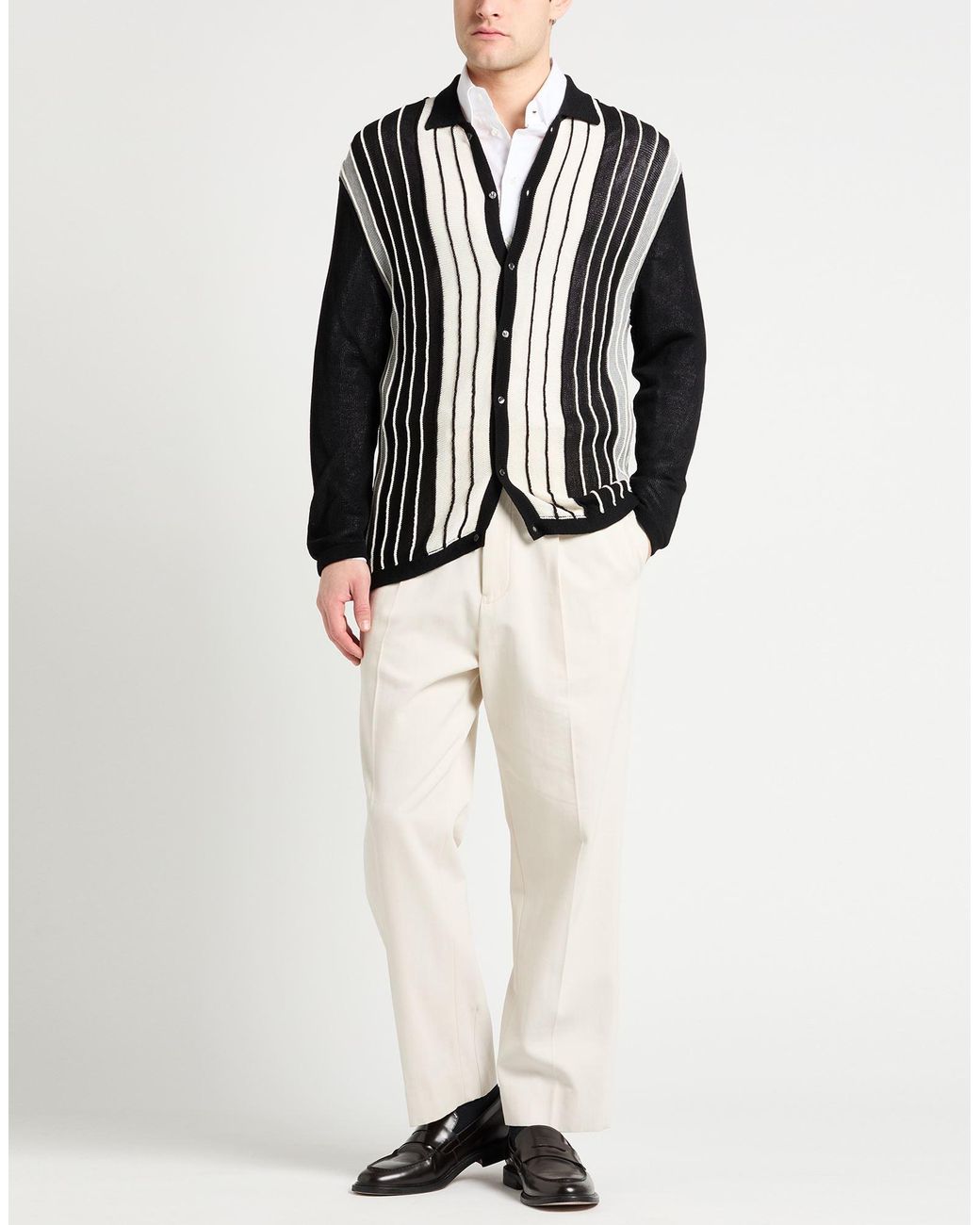 Laneus Black Cardigan Viscose, Polyamide for men