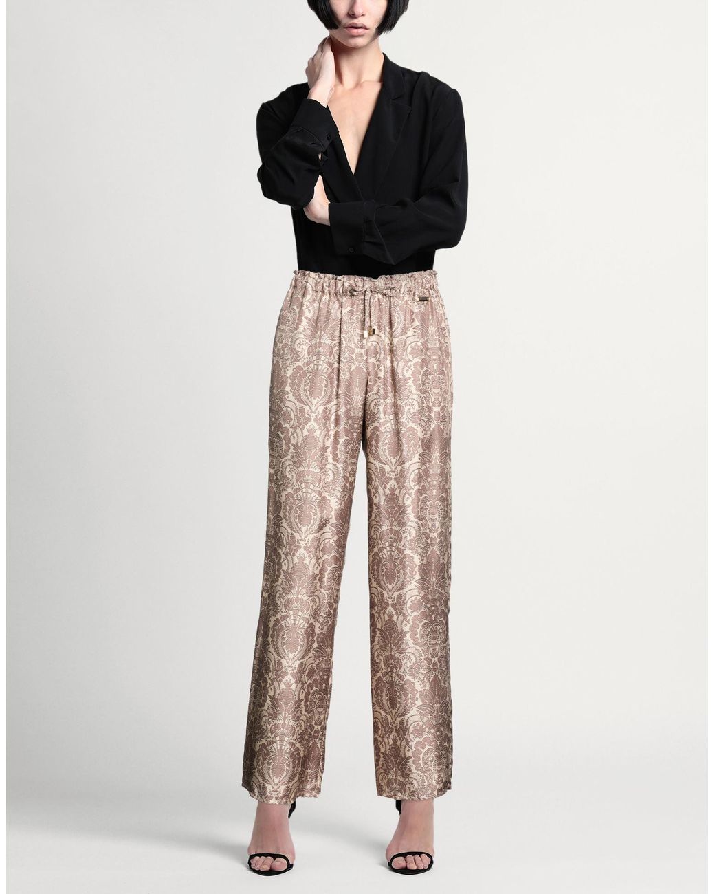 Manzoni 24 Natural Taupe Pants Silk