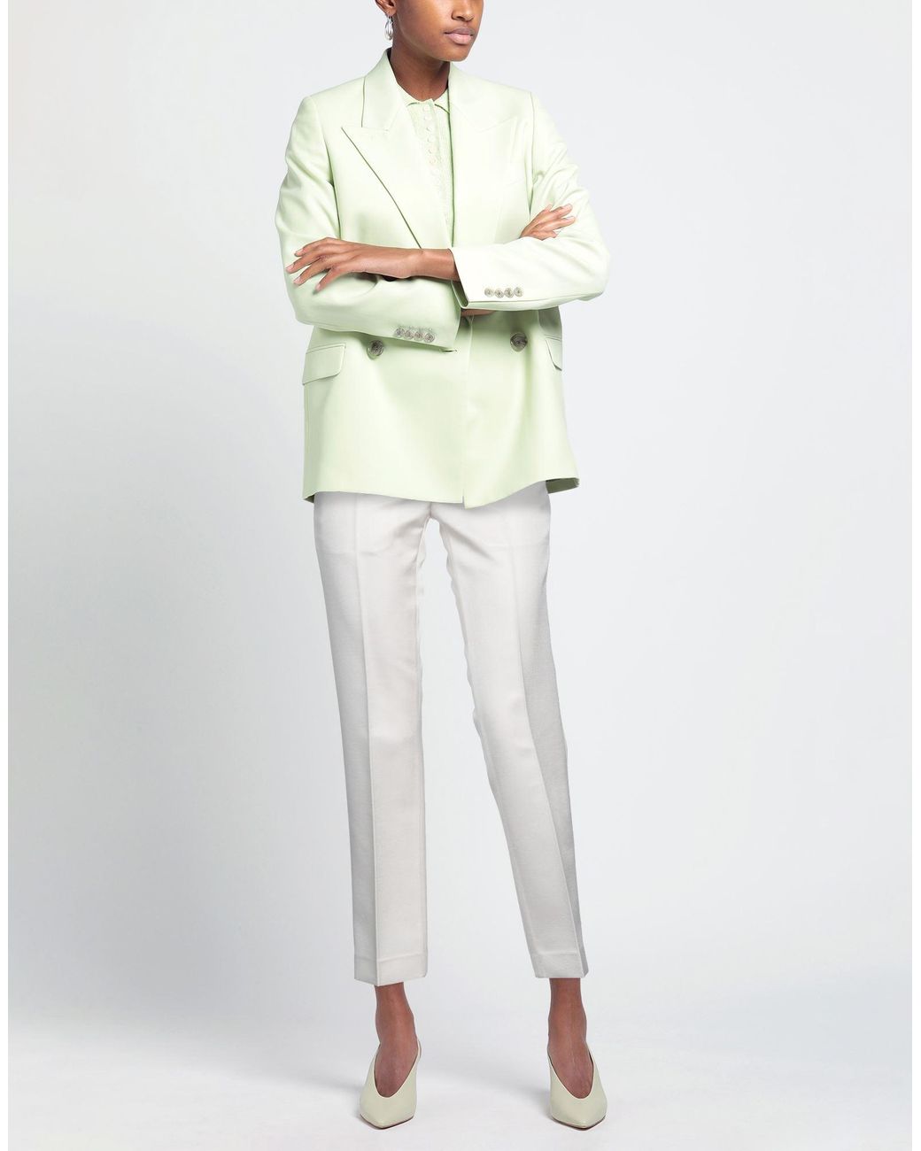 Sa Su Phi White Pants Wool, Silk
