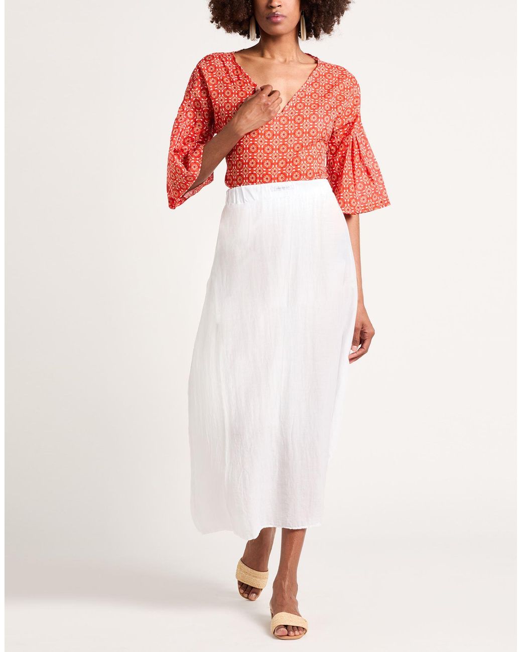 Crossley White Maxi Skirt Cotton, Silk