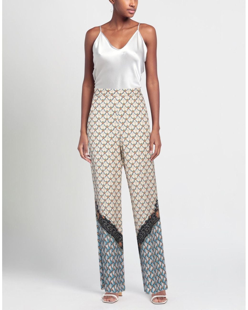 Etro White Printed Crepe De Chine Wide-leg Pants