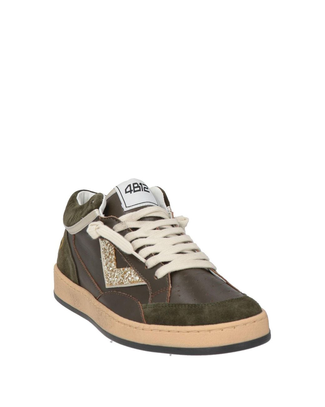 4b12 Brown Military Sneakers Leather