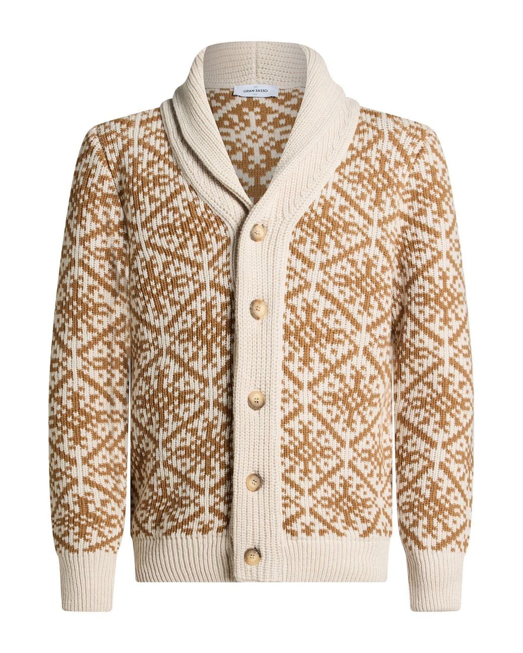 Gran Sasso Natural Cardigan Virgin Wool for men
