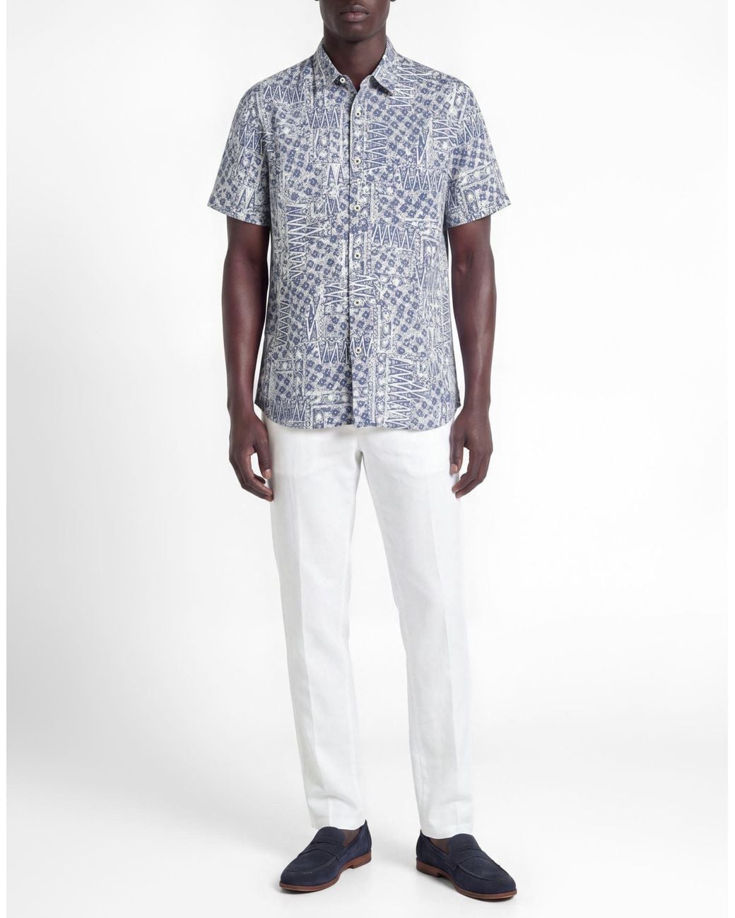 120% Lino Blue Shirts for men