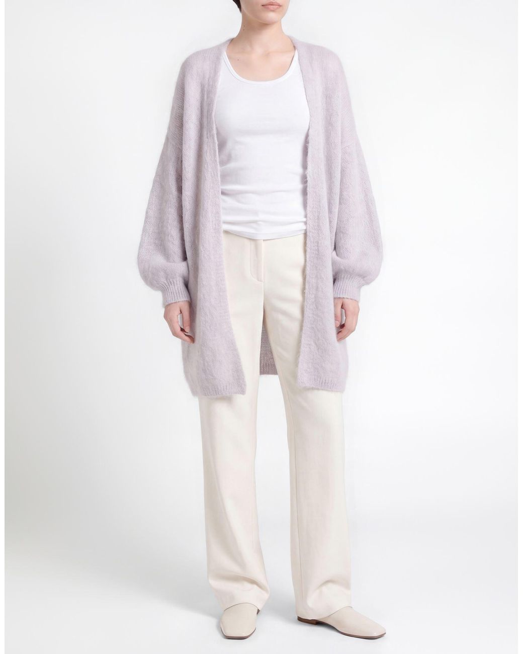 American Dreams White Cardigan Mohair Wool, Polyamide, Wool, Elastane