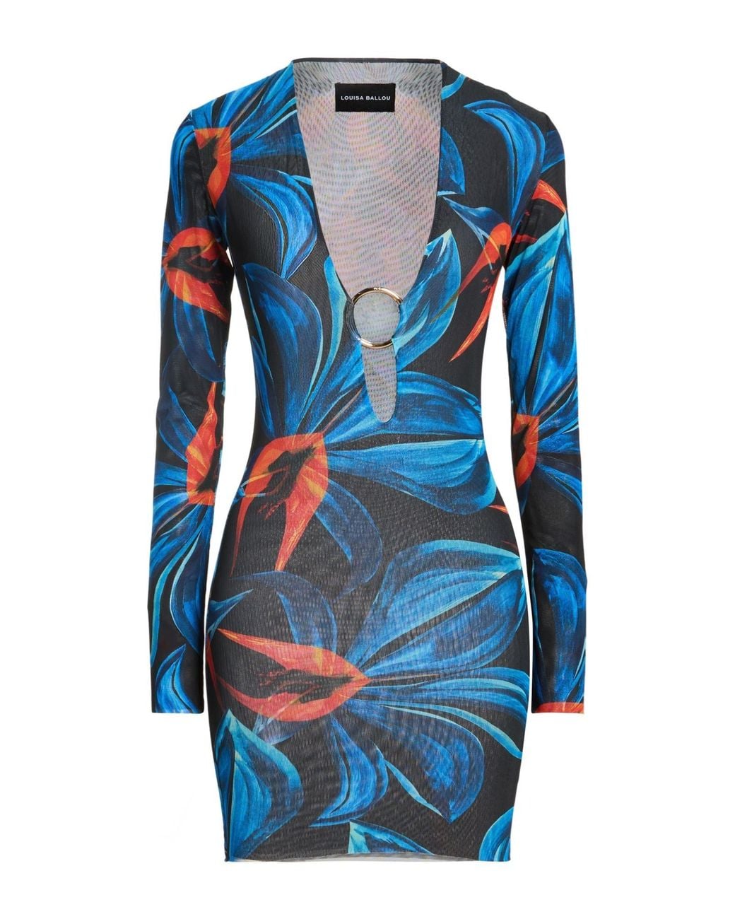 Louisa Ballou Blue Mini Dress Polyester, Elastane