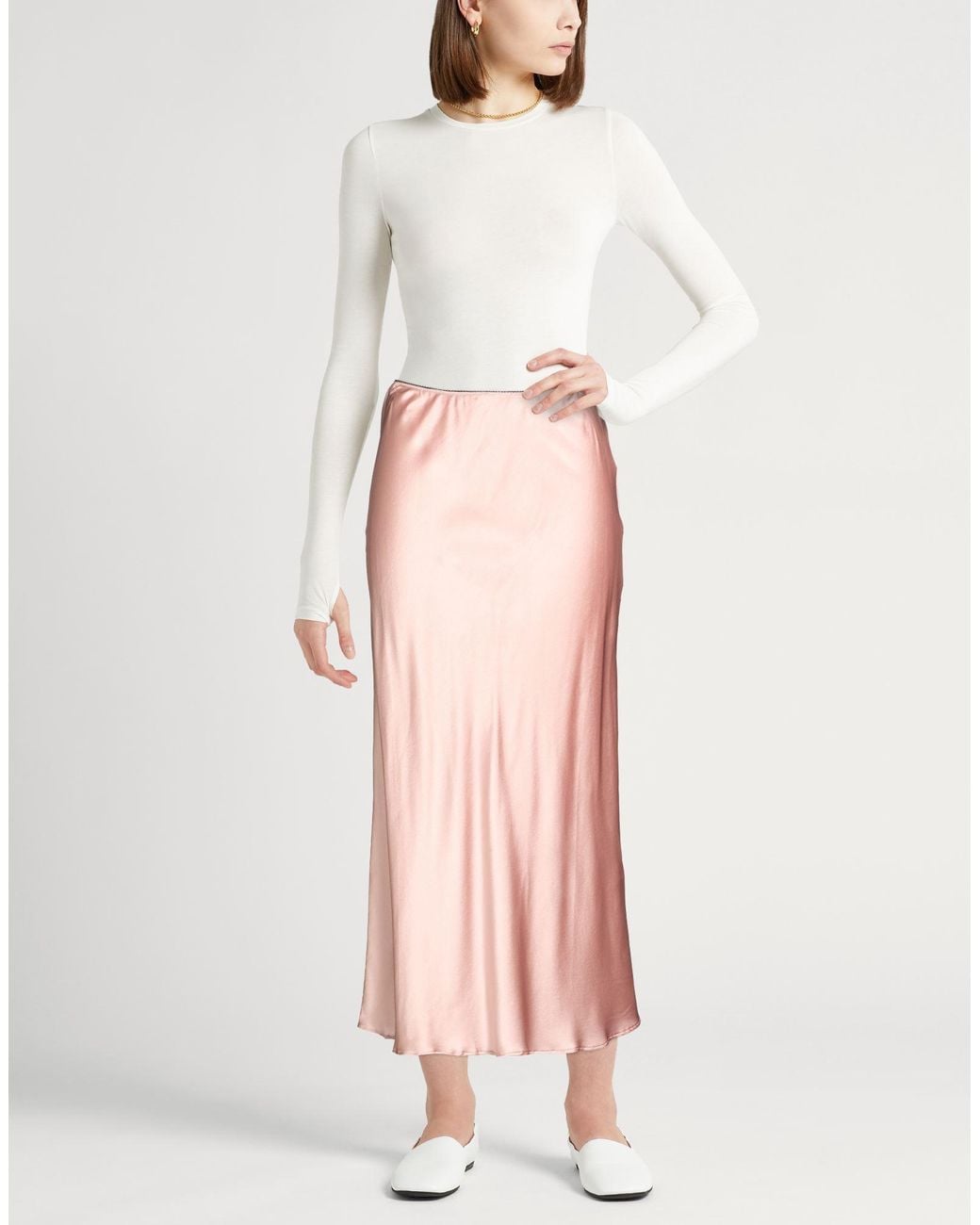 Roberto Collina Pink Midi Skirt Silk, Elastane