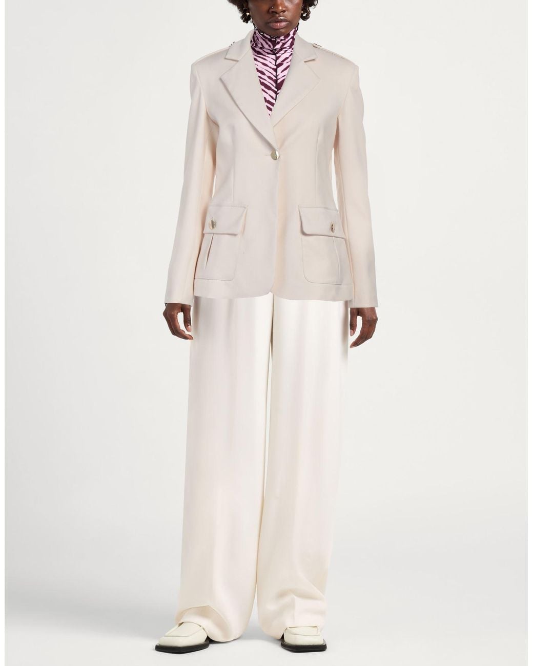 Cristinaeffe Natural Cream Blazer Polyester, Viscose, Elastane