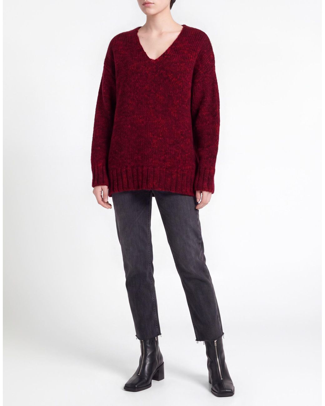 Carla G Red Sweater Wool, Polyacrylic, Alpaca Wool