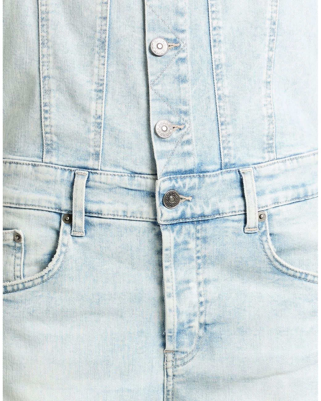 Dondup Blue Overalls Cotton, Elastomultiester, Elastane