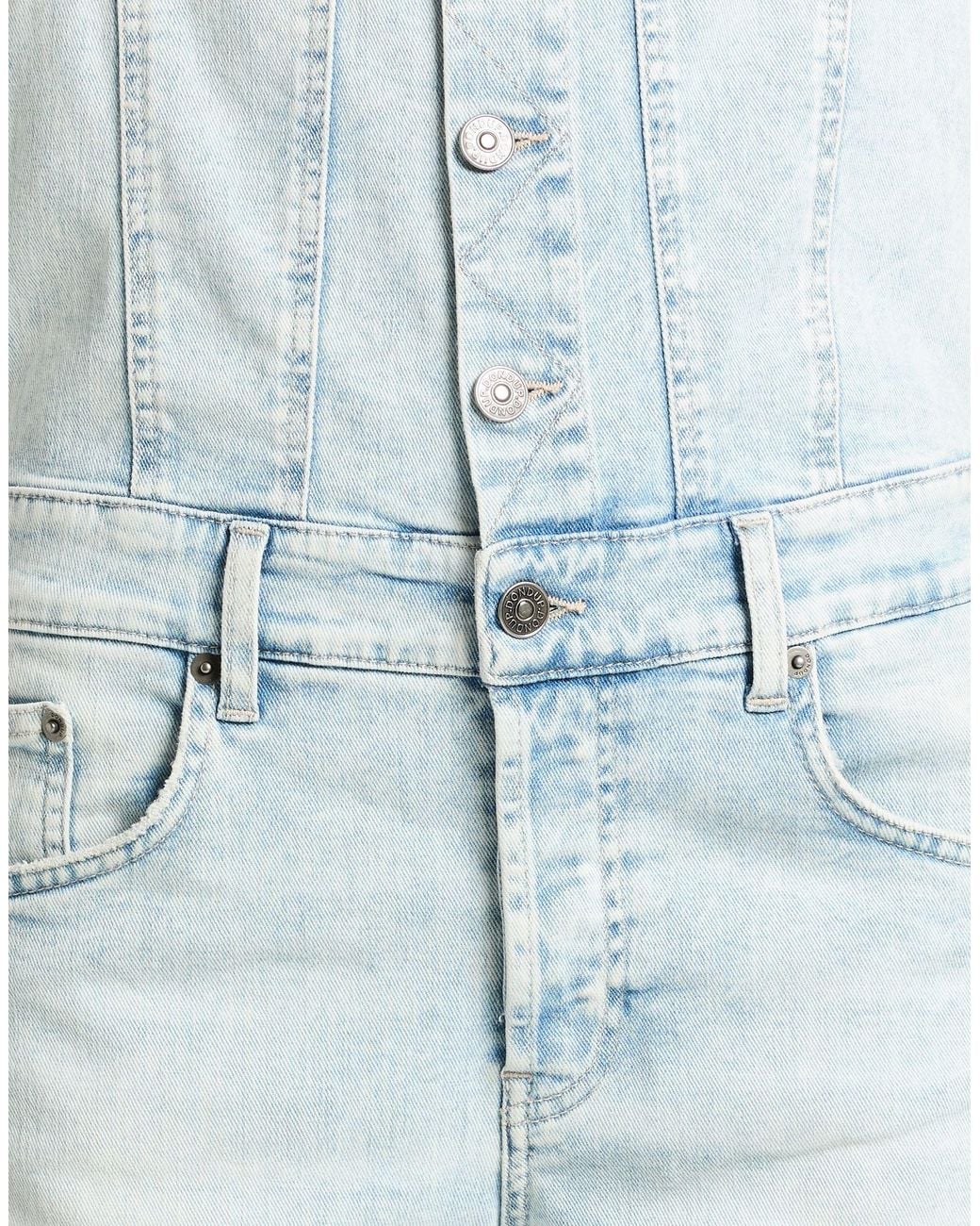 Dondup Blue Overalls Cotton, Elastomultiester, Elastane