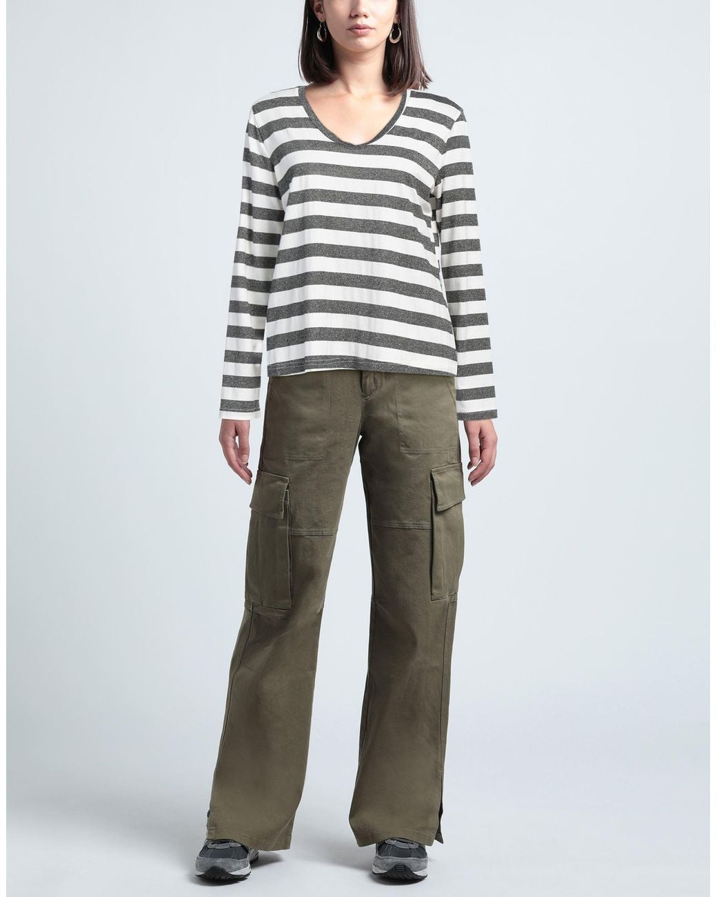 Shirtaporter Gray Ivory T-Shirt Viscose, Lurex, Elastane
