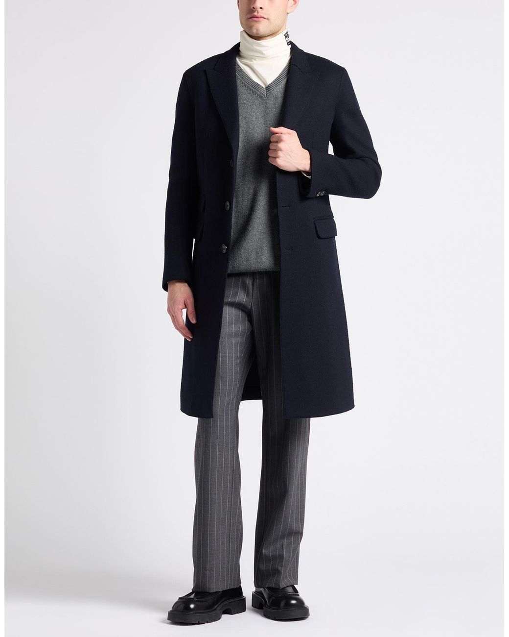 Neil Barrett Blue Midnight Coat Wool, Polyamide for men