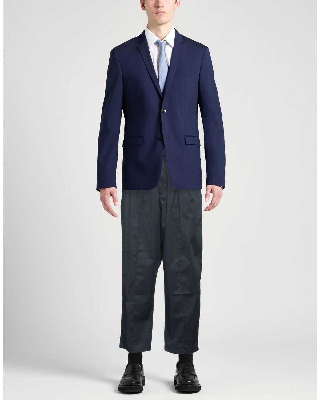 Emporio Armani Blue Pants Cotton, Polyamide, Elastane for men