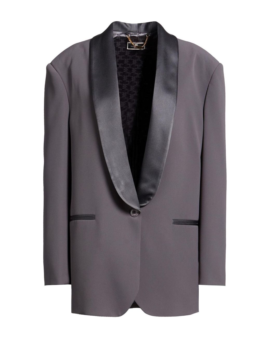 Elisabetta Franchi Gray Blazer Polyester, Elastane