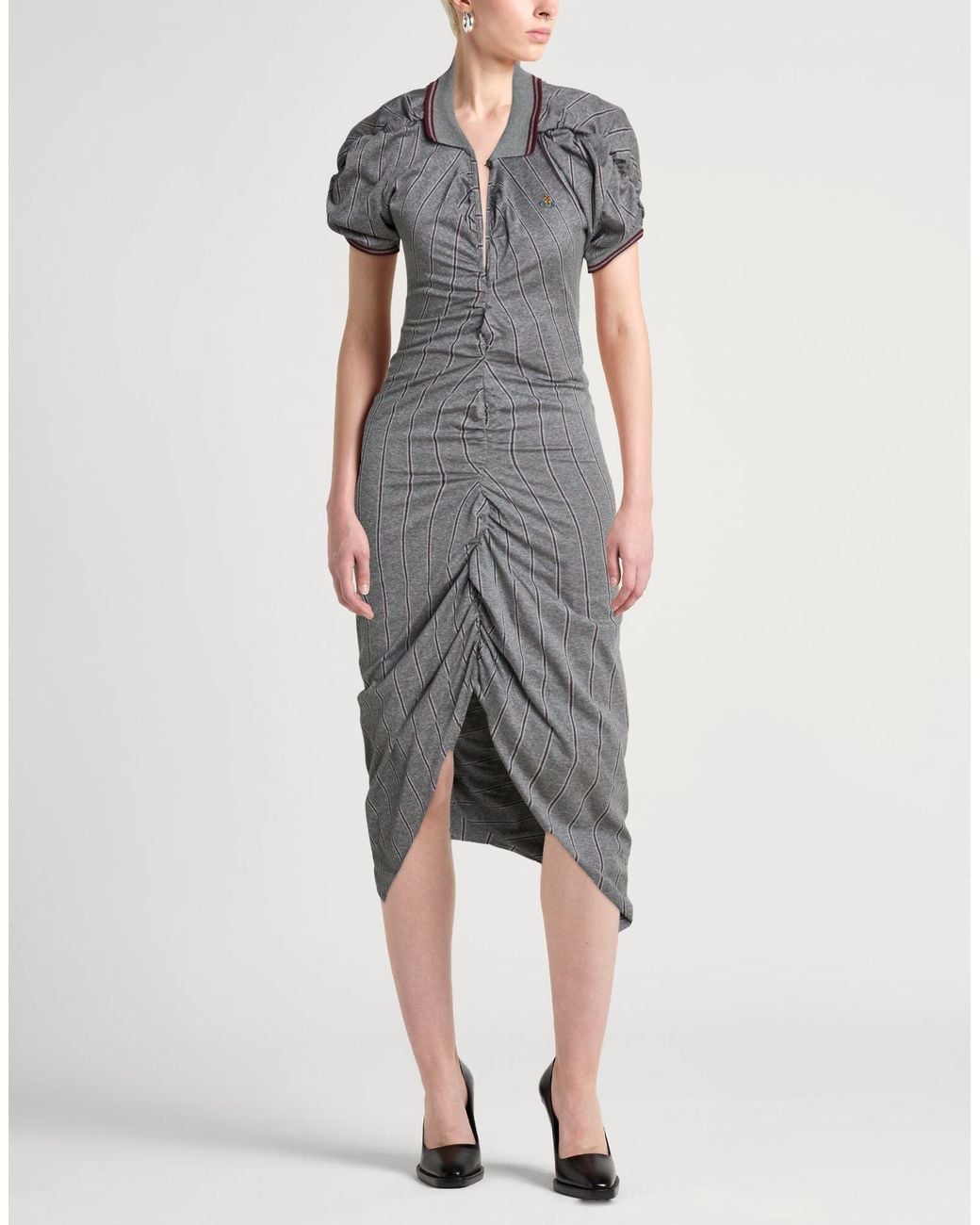 Vivienne Westwood Gray Pulling Dress Maxi Dress Cotton