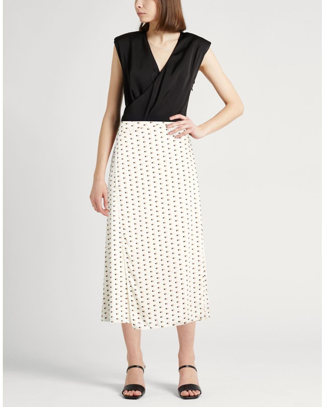 Marella White Cream Midi Skirt Polyester
