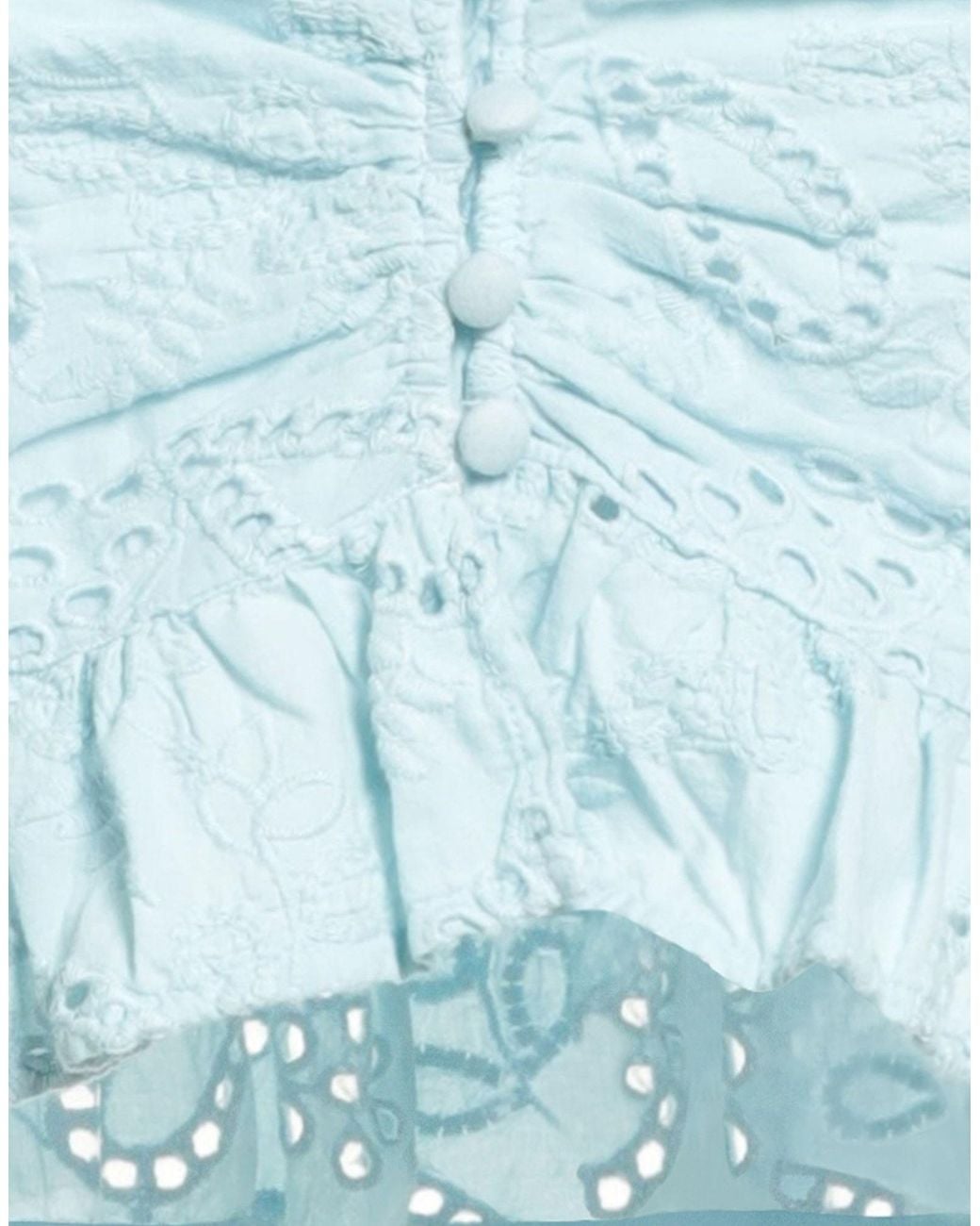 Guess Blue Cotton Lace Deep-Neck Top