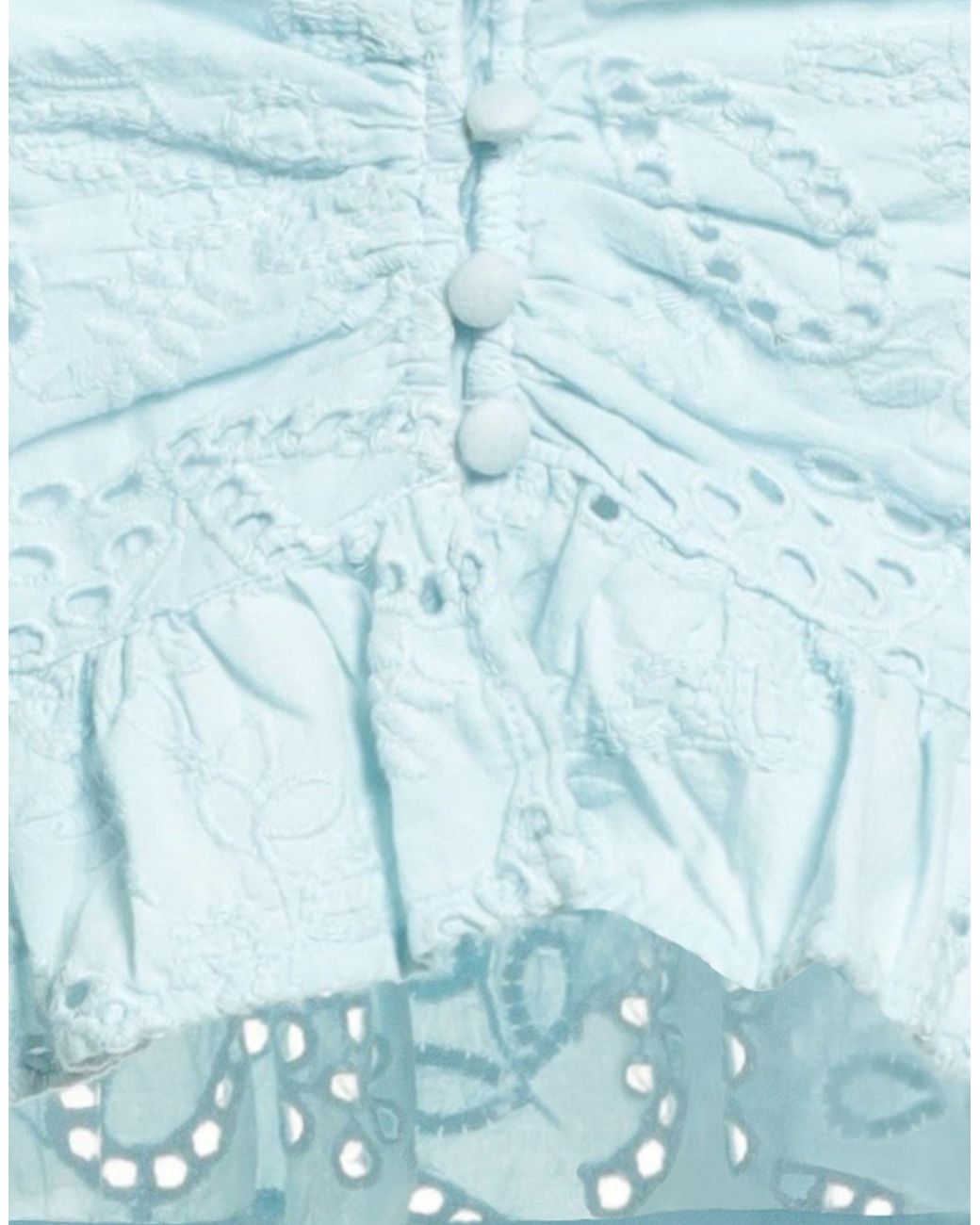 Guess Blue Cotton Lace Deep-Neck Top