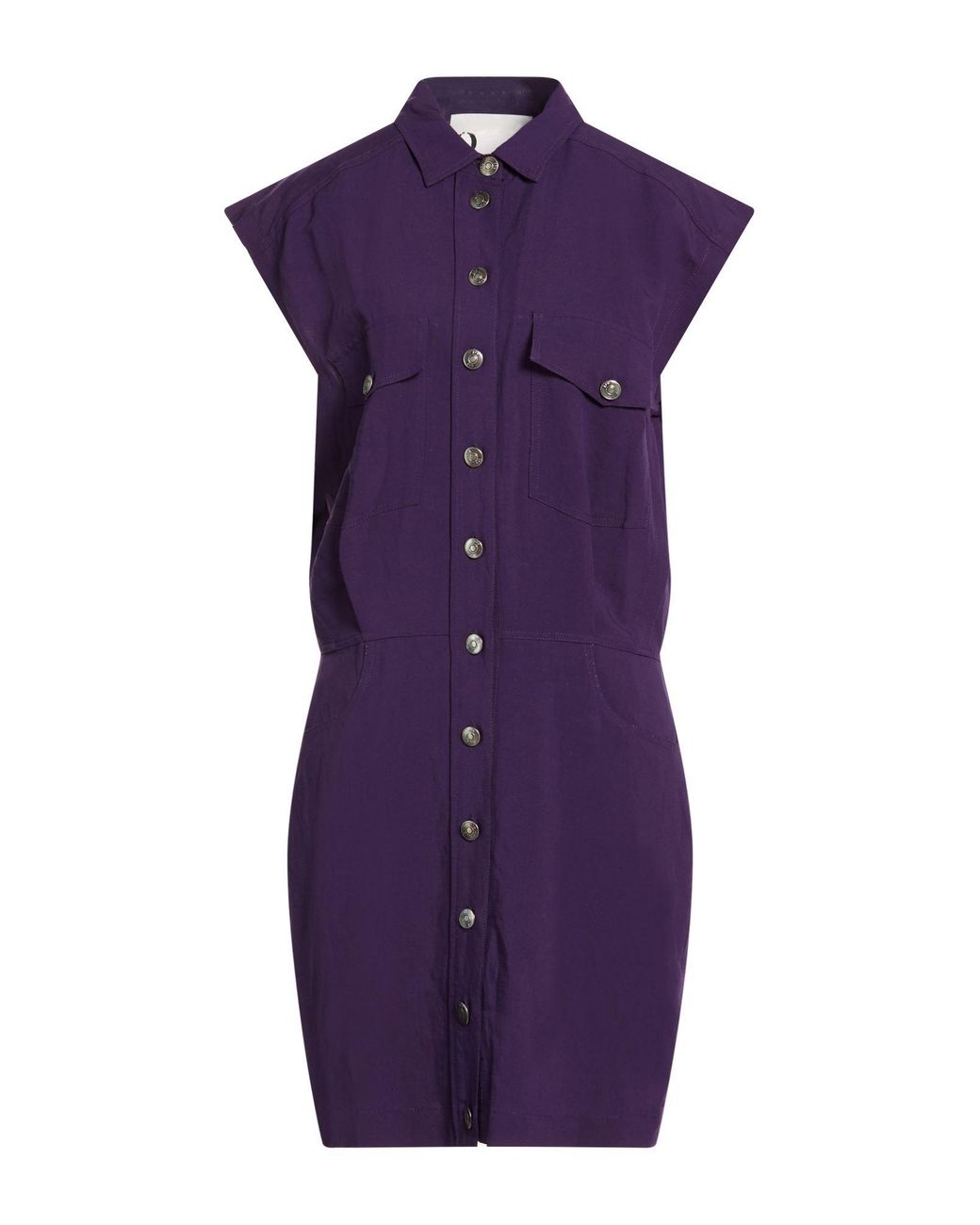 8pm Purple Mini Dress Viscose, Linen