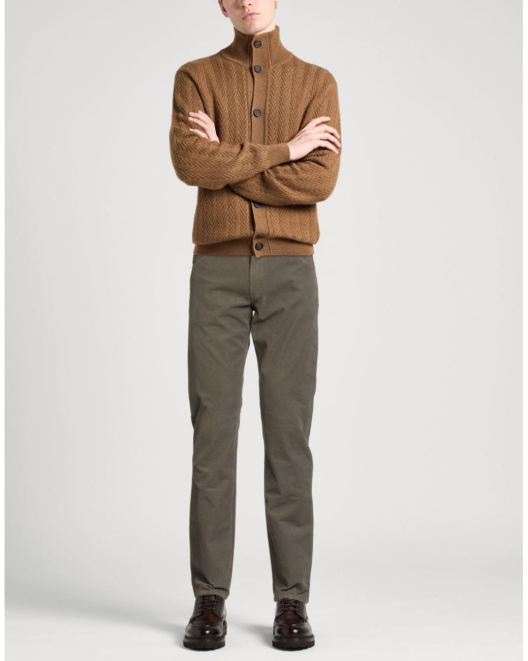 120% Lino Gray Pants Cotton, Elastane for men