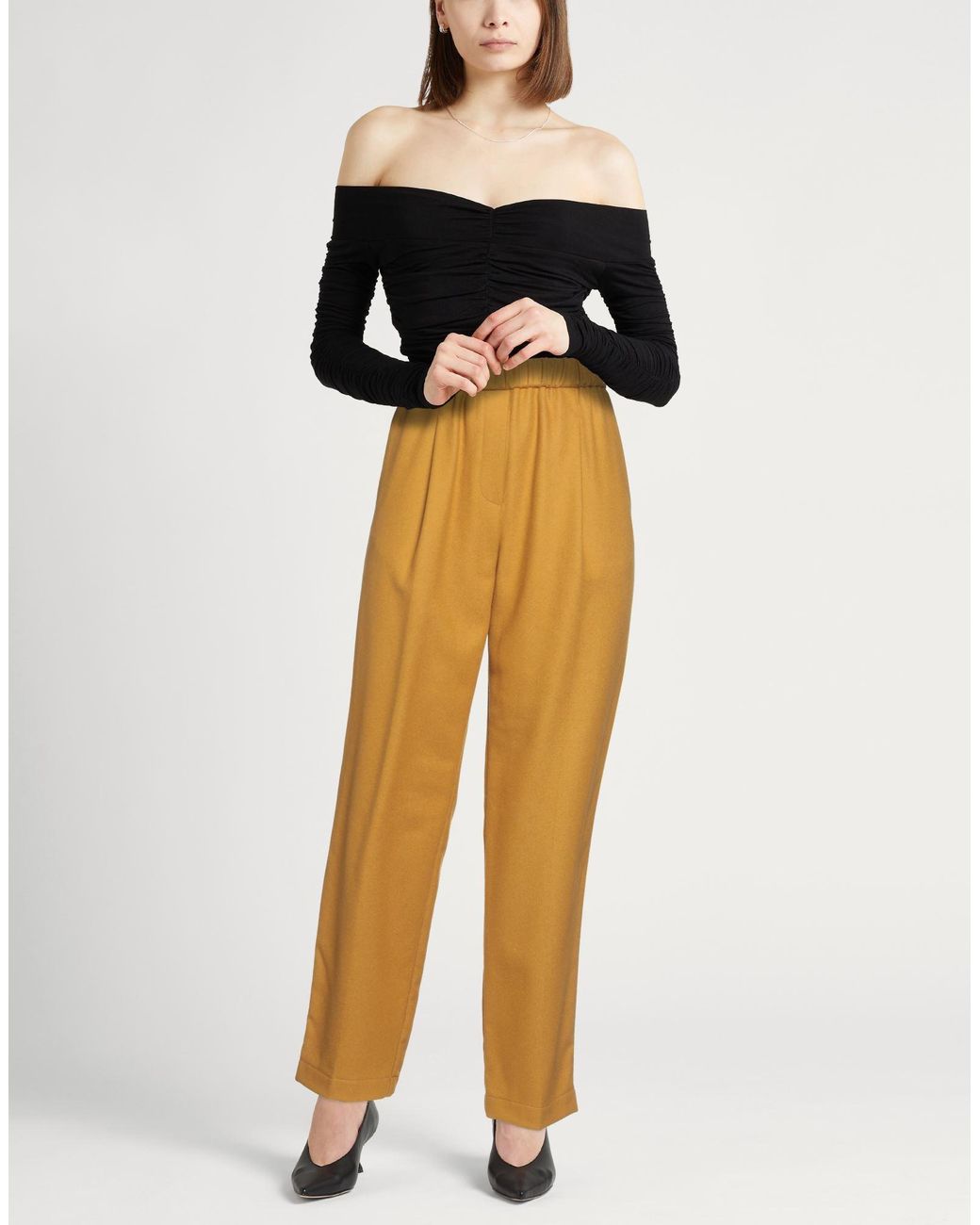 Forte_forte Yellow Pants Wool, Polyamide