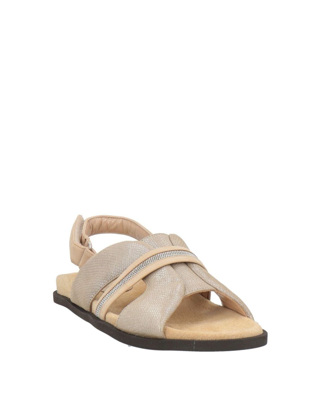 Peserico Natural Sandals Leather, Textile Fibers