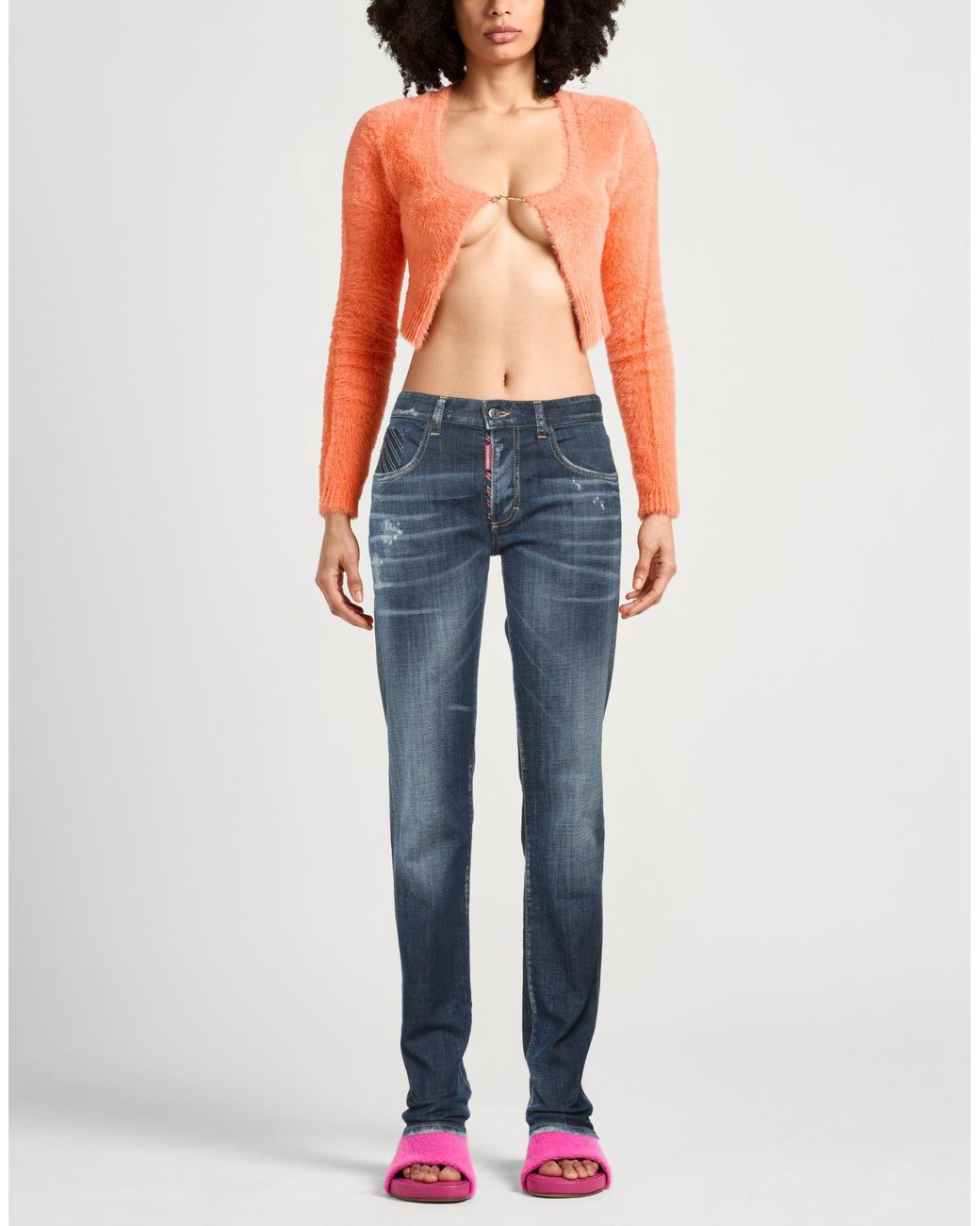 DSquared² Blue Jeans Cotton, Elastane, Calfskin