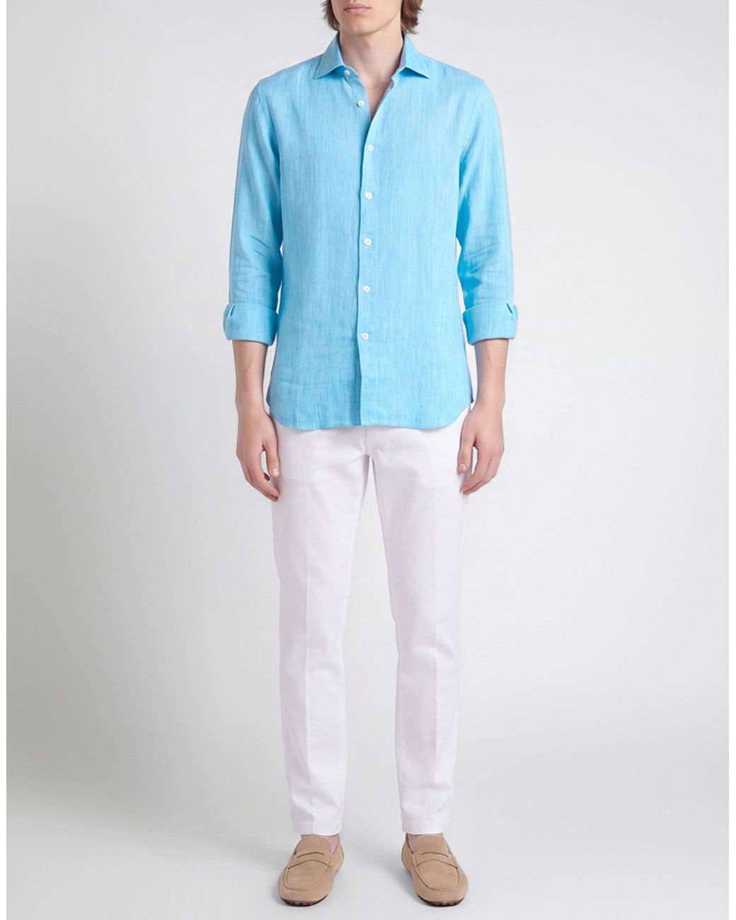 120% Lino Blue Shirts for men