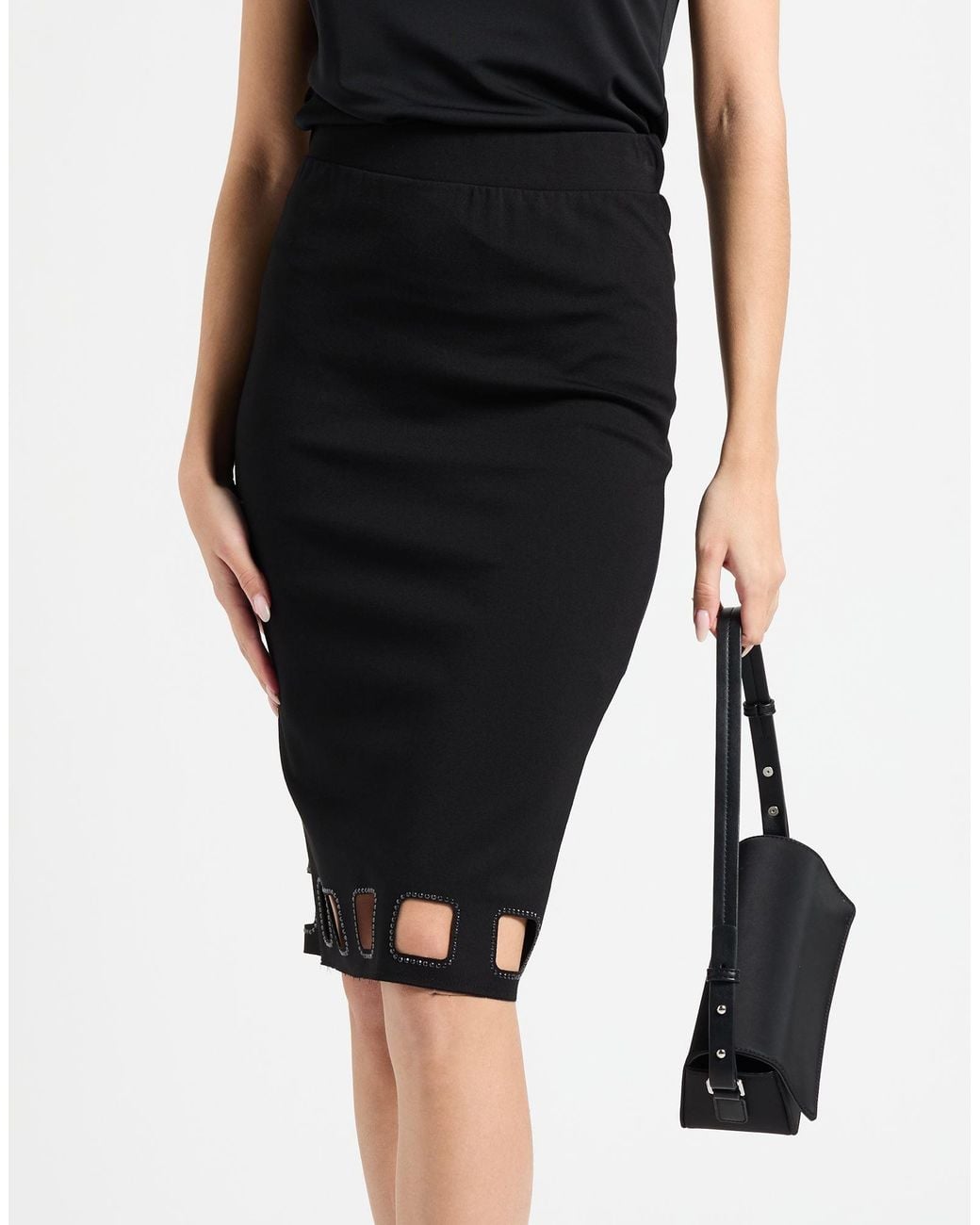 Jijil Black Midi Skirt Viscose, Polyester, Elastane