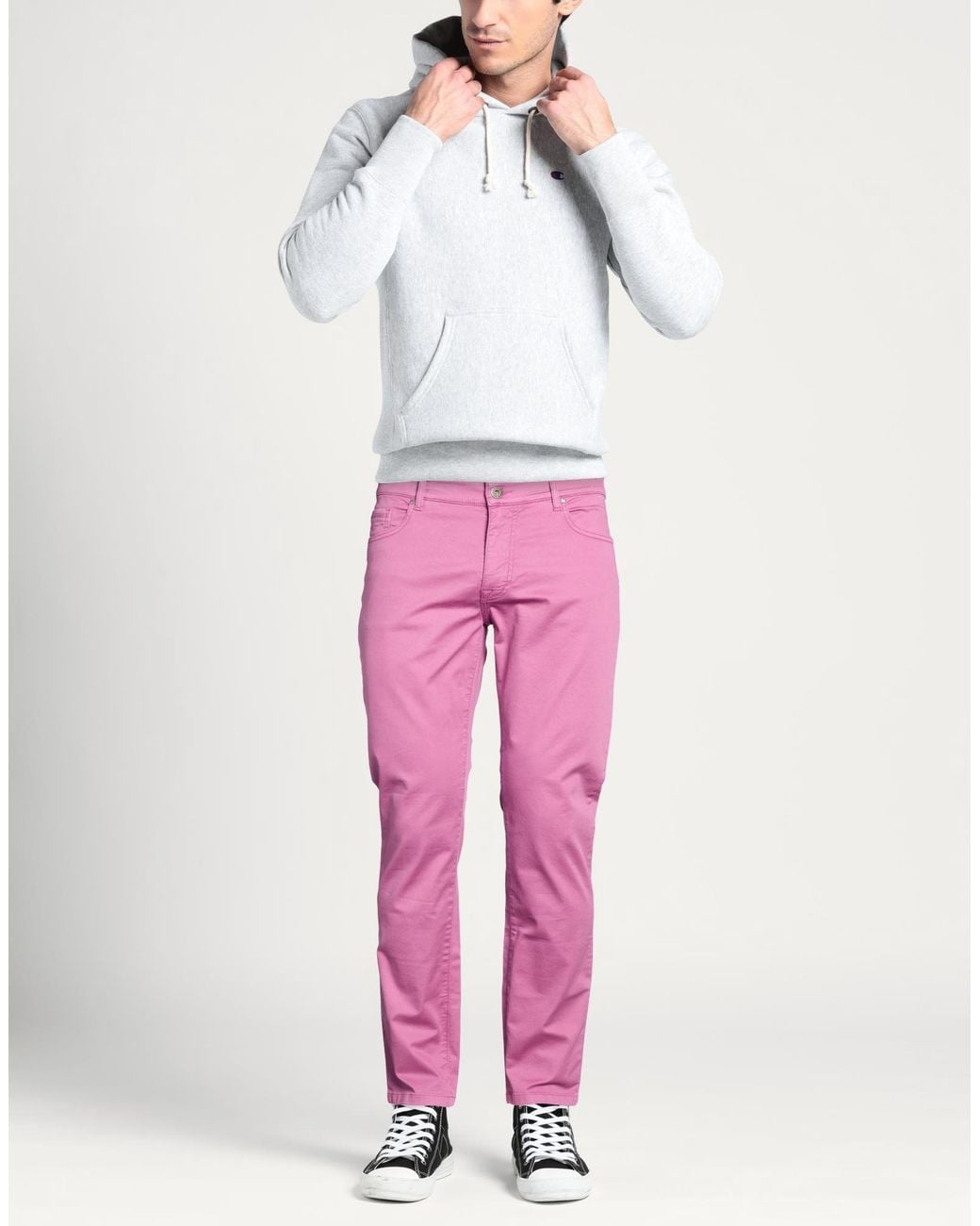 Teleria Zed Pink Mauve Pants Cotton, Lyocell, Elastane for men