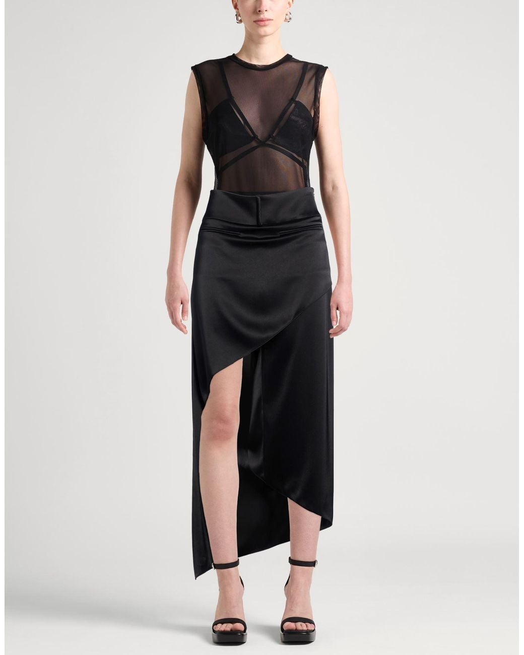 Courreges Black Midi Skirt Triacetate, Polyester