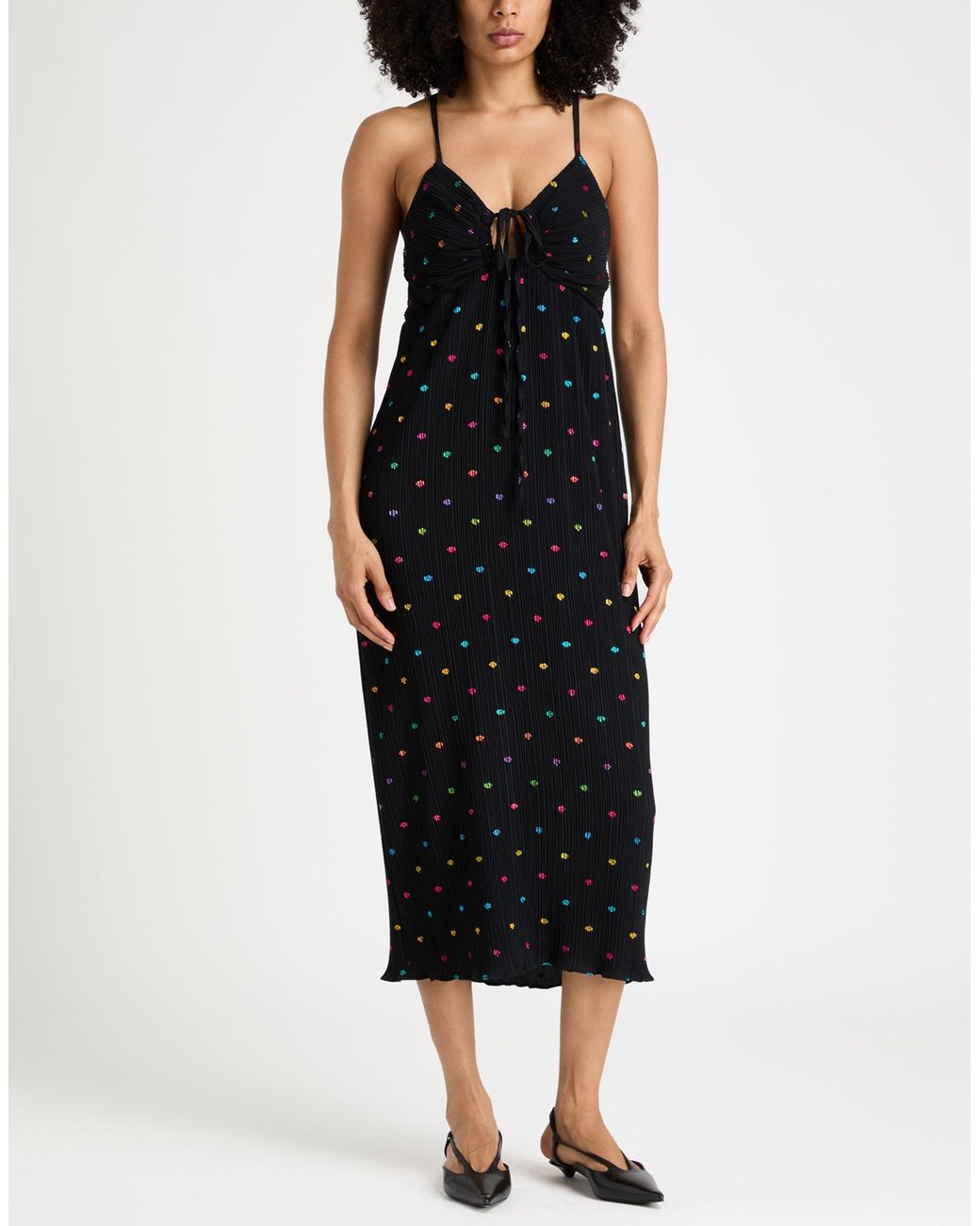 Never Fully Dressed Black Midi Dress Polyester, Elastane