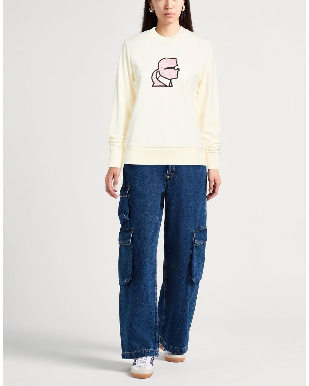 Karl Lagerfeld White Sweatshirt Cotton, Polyester