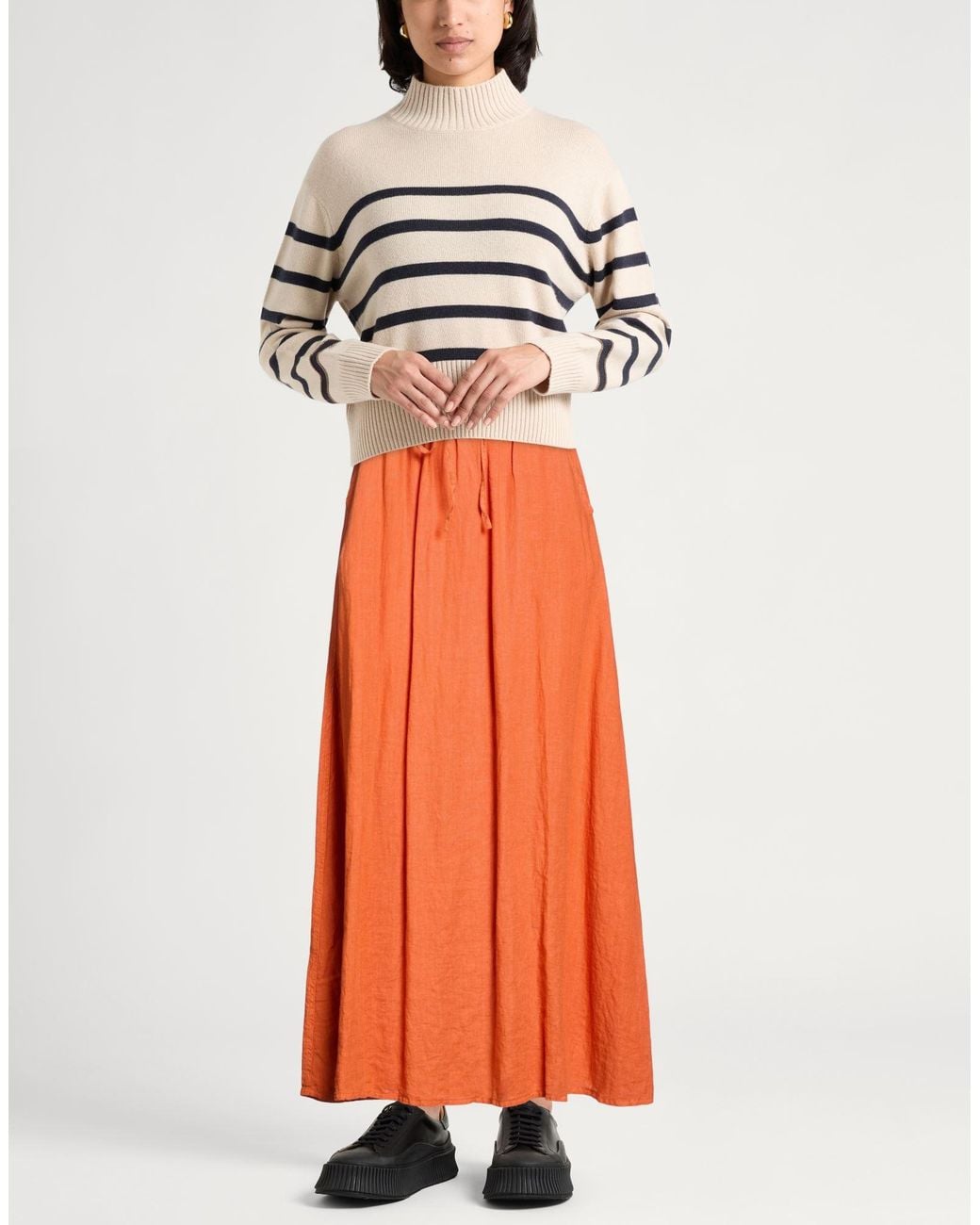 Massimo Alba Orange Maxi Skirt Linen